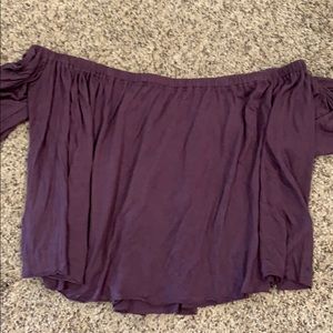 Purple off the shoulder crop top